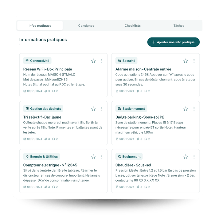 sauvegarder les informations de la maison