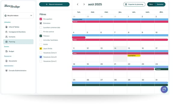 calendrier maison partagée