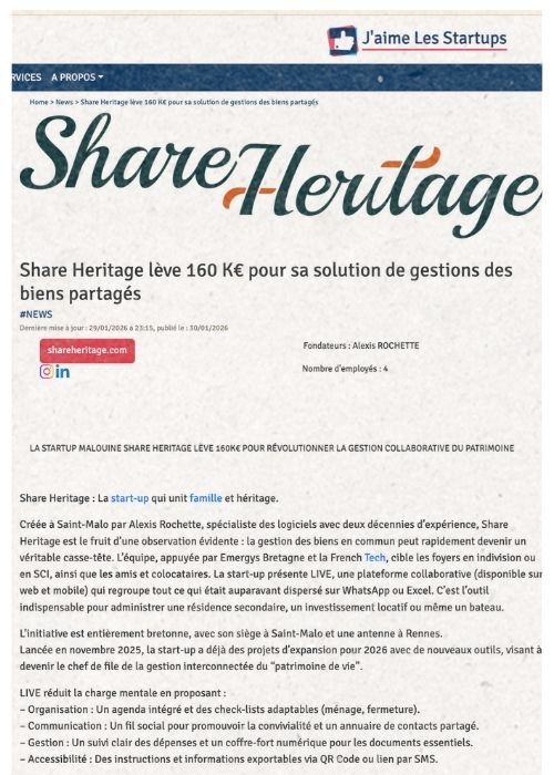 SHARE HERITAGE J'AIME LES STARTUPS